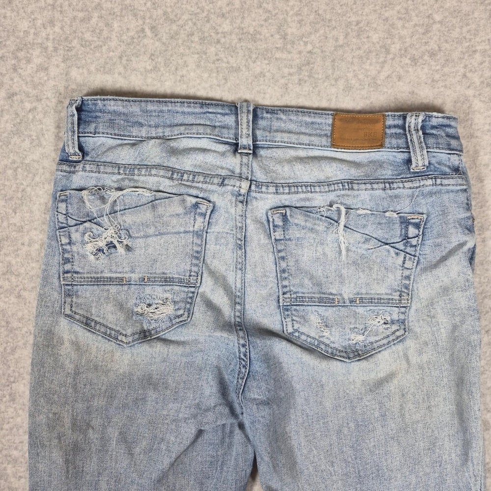BKE Payton Flare Jeans Womens 28x31 Light Wash Distressed Mid Rise Raw Hem - Picture 7 of 11